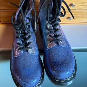 Dr. Martens Iridescent Blue Combat Boots